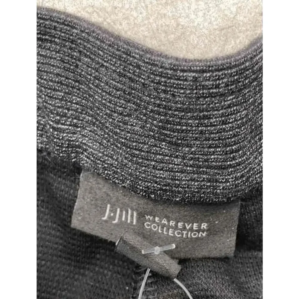 NWT J.Jill Wearever Collection Black Marl Knit Pull-On Wide Leg Pants Size M
